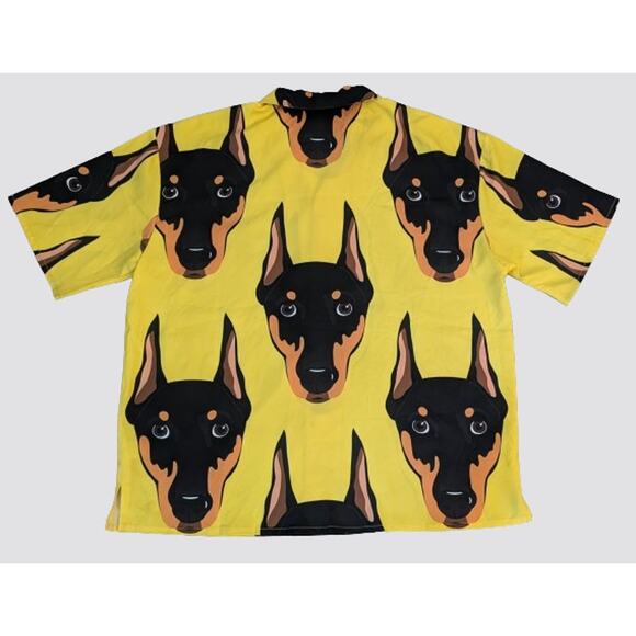 Rare Dobermann Pinscher Dog Graphic Hawaiian Camp Shirt Size XL *** Great Gift! - Picture 2 of 5